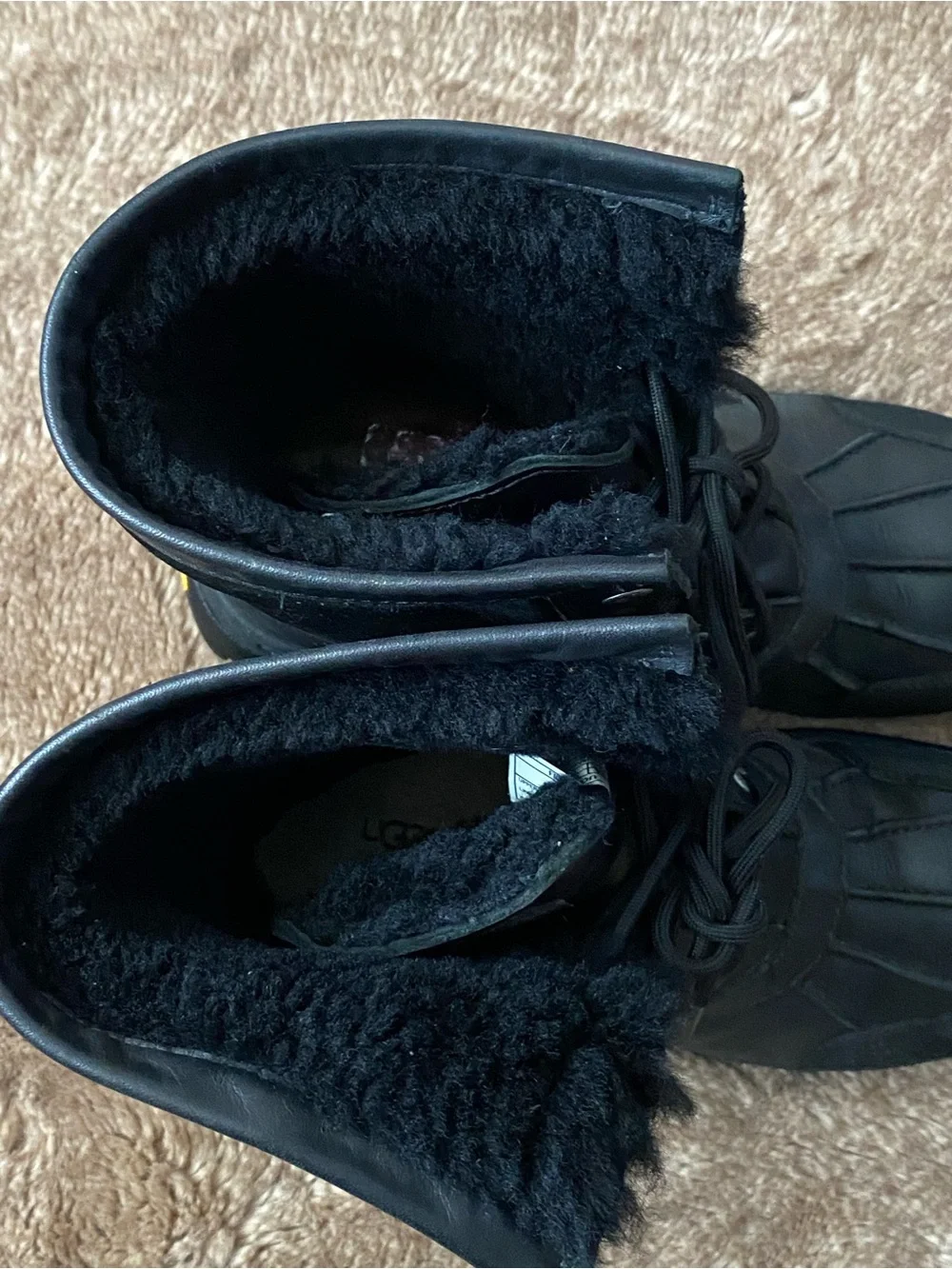UGG Black Waterproof Lace-Up Snow Boots for Men